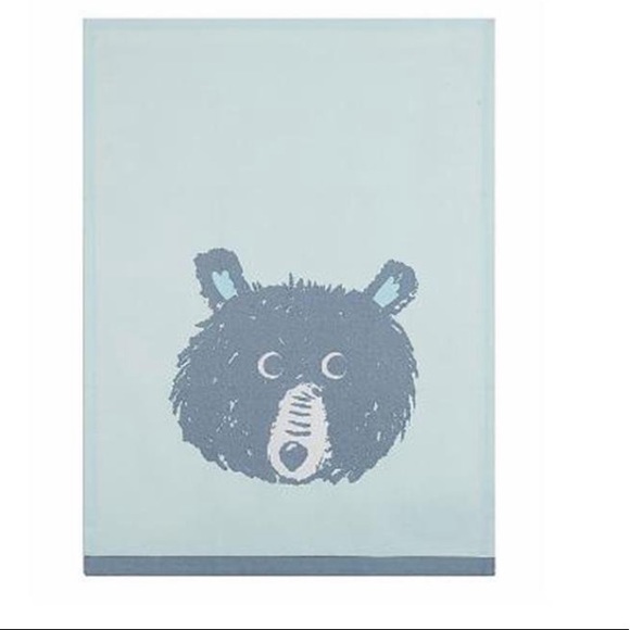 Peking Handicraft Light Blue Bear Cotton Hand Towel Tea 18x25” Hanging Loop - Picture 1 of 9
